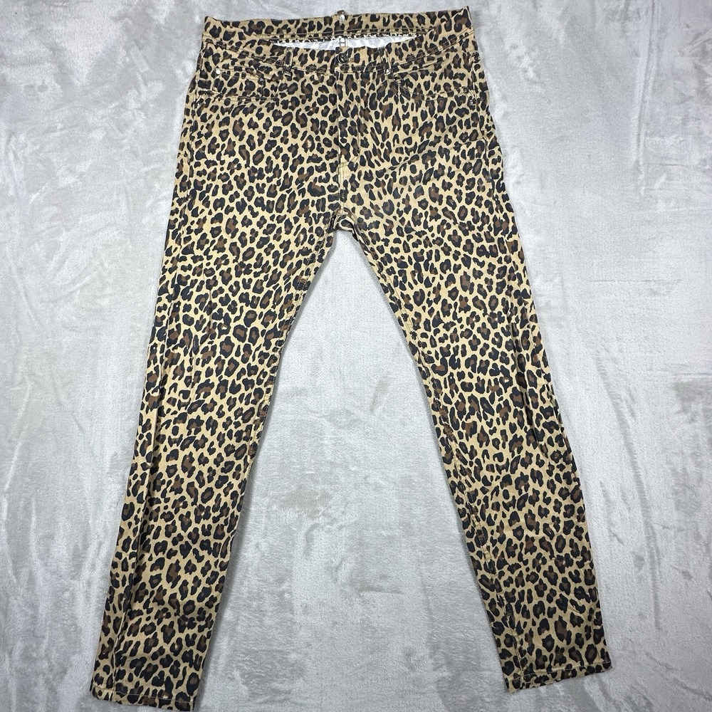 Zara Inferno Island Cheetah Super Skinny Jeans Pants Womens Size 34 Stretch Pant